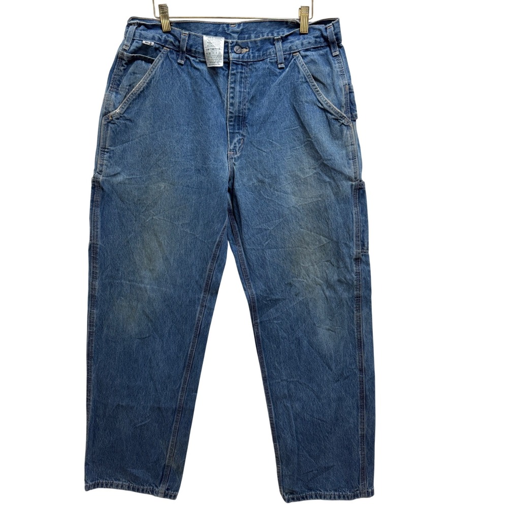 Carhartt FRB13 DNM Mens 34x32 Flame Resistant Relaxed‎ Dungaree Jeans Blue HRC 2